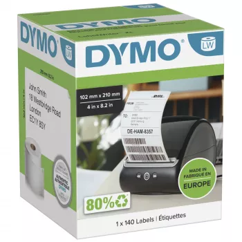 DYMO printer label 2166659 White Universal Rectangle 10.2x21 cm