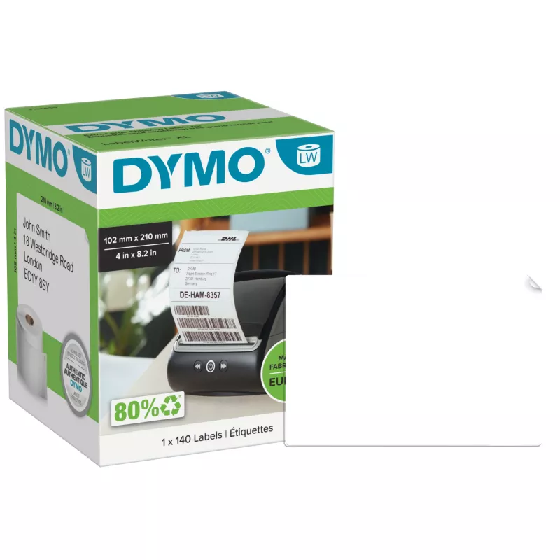 DYMO printer label 2166659 White Universal Rectangle 10.2x21 cm