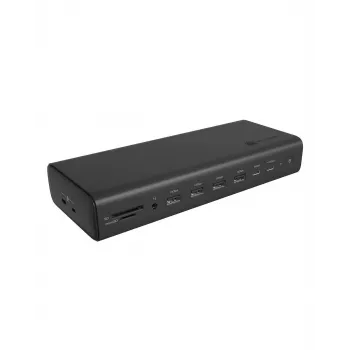 ICY BOX DockingStation 17-in-1, six video output, Wired, USB 3.2 Gen 2 (3.1 Gen 2) Type-C, 140 W, 3.5 mm, 10,100,1000,2500 Mbit/s, Black
