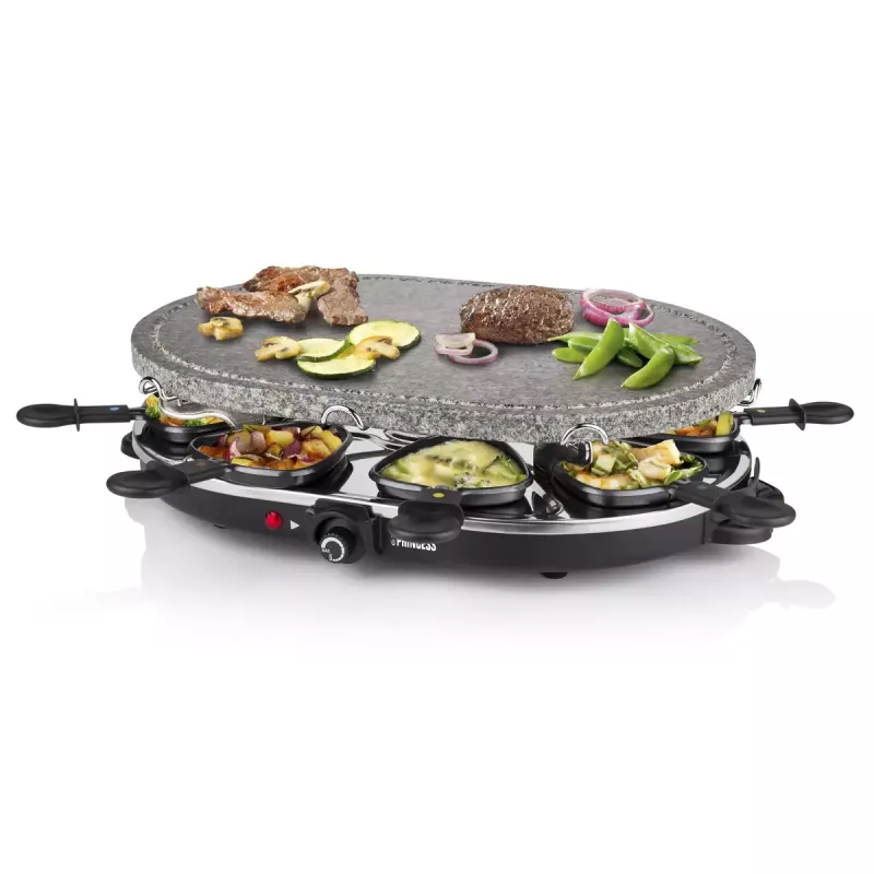 Princess 162720 Raclette 8 Oval Stone Grill Party 1200W 8 pans