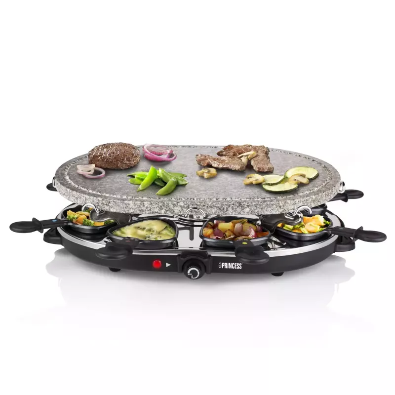 Princess 162720 Raclette 8 Oval Stone Grill Party 1200W 8 pans