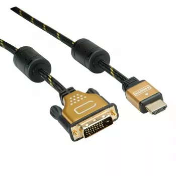 Video Cable Adapter ROLINE 11.04.5895 10 m HDMI DVI Black Gold