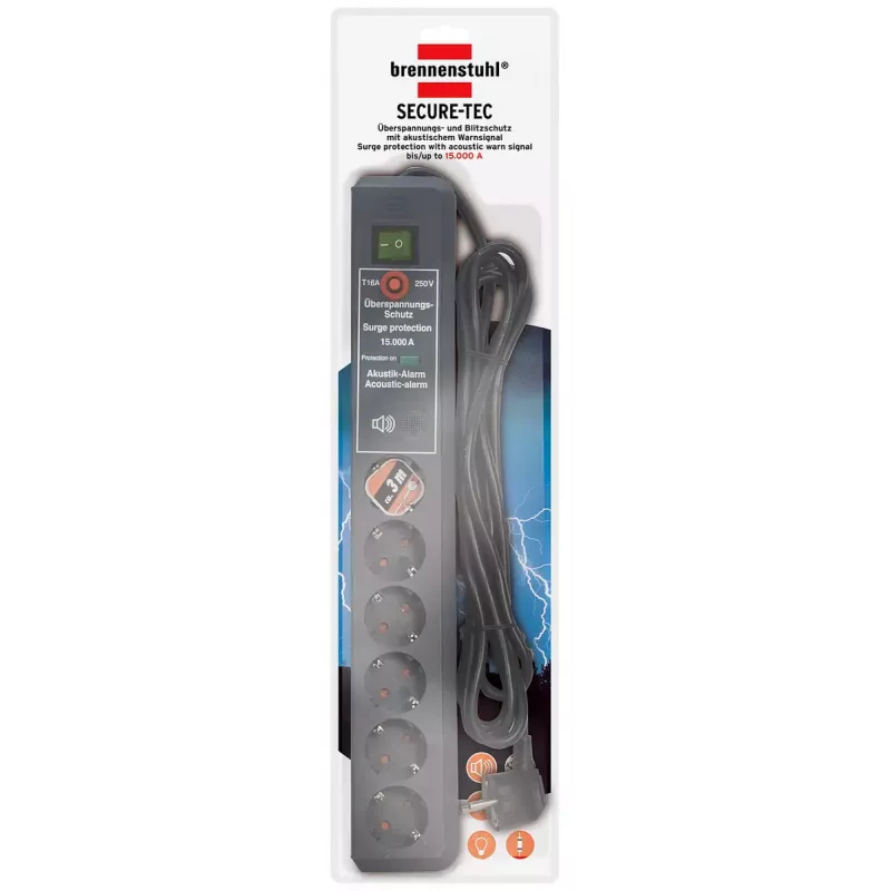 Power Extension Cord Brennenstuhl 1159541376 3m 6 AC Outlets Indoor Anthracite