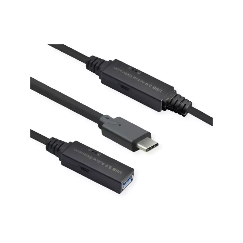 ROLINE USB Cable 12.04.1066 USB 3.2 Gen 1 10m USB C USB A Black
