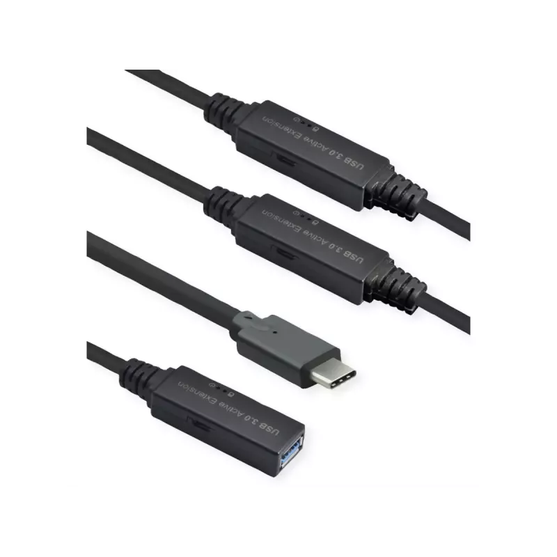 ROLINE USB cable 12.04.1068 USB 3.2 Gen 1 20 m USB C USB A Black