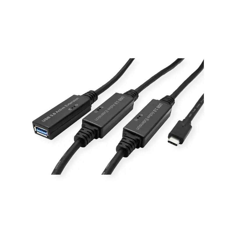 ROLINE USB cable 12.04.1068 USB 3.2 Gen 1 20 m USB C USB A Black