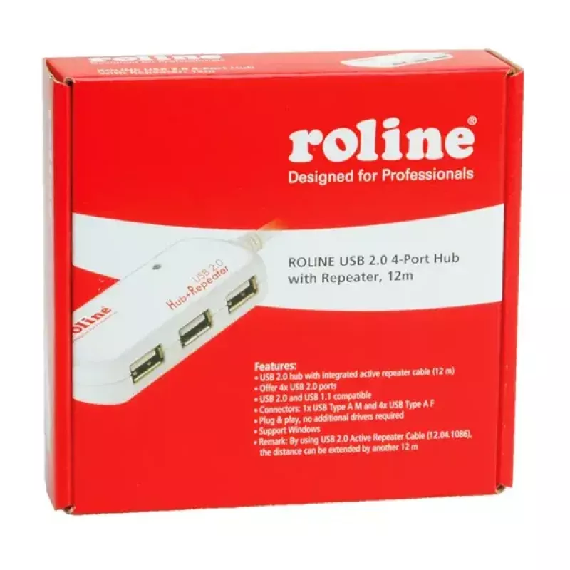 USB Hub ROLINE 4 Ports with Repeater 12 m