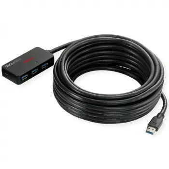 ROLINE USB 3.2 Gen 1 Hub 4 Ports with Repeater black 10 m