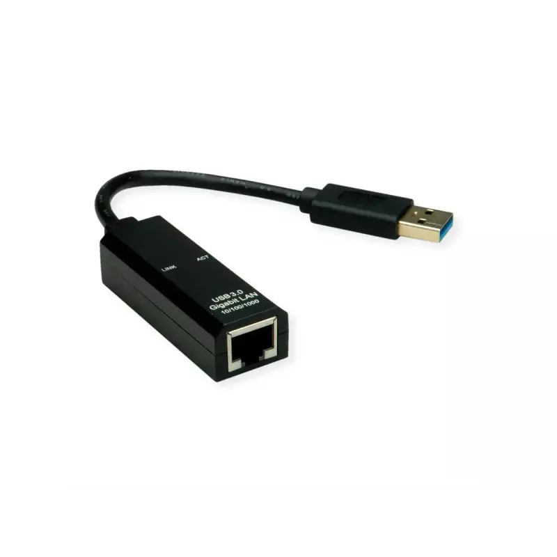 USB Type-A to RJ-45 adapter VALUE 12.99.1119 — black, USB-A host, RJ-45 output, male-to-female, 22×59×16 mm