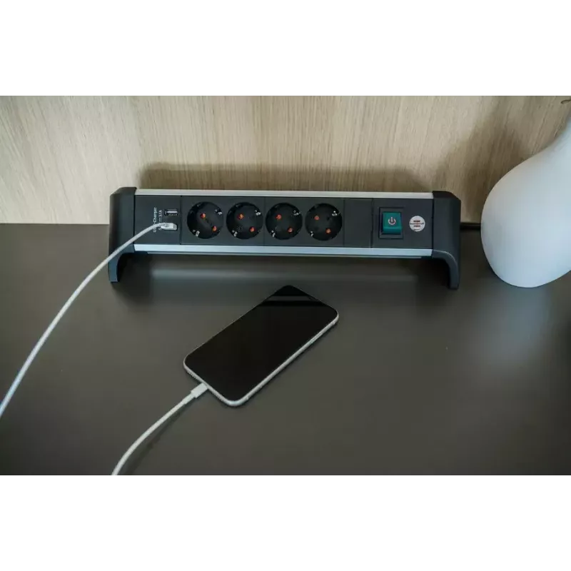 Power extension Brennenstuhl 1391040410 1.8m 4 AC outlets Indoor Black Silver