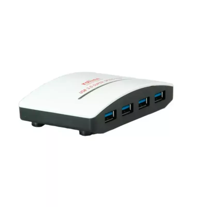 USB Hub ROLINE Black & White 4 Ports with Power Supply