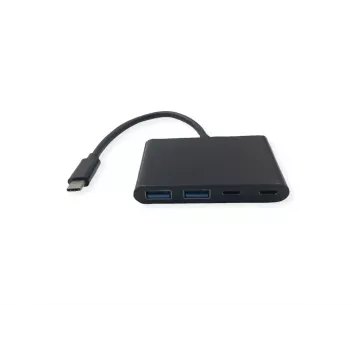 USB-C interface hub VALUE 14.99.5041 — USB 3.2 Gen 1 Type-C/Type-A, 1000 Mbit/s, aluminium, black, 76×46×12.2 mm
