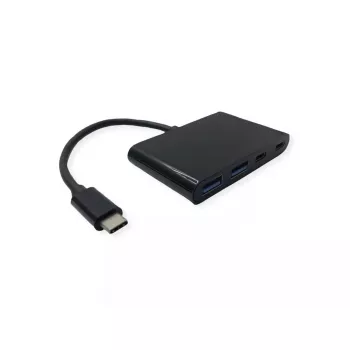USB-C interface hub VALUE 14.99.5041 — USB 3.2 Gen 1 Type-C/Type-A, 1000 Mbit/s, aluminium, black, 76×46×12.2 mm