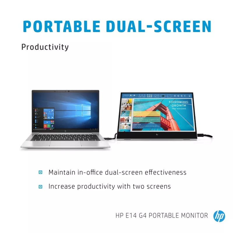 HP E-Series E14 G4 computer monitor 35.6 cm (14 inch) 1920 x 1080 pixels Full HD LED White