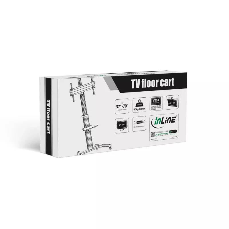 InLine Height Adjustable TV Cart for 37-70 inch Displays, 50 kg, VESA up to 600x400, Black