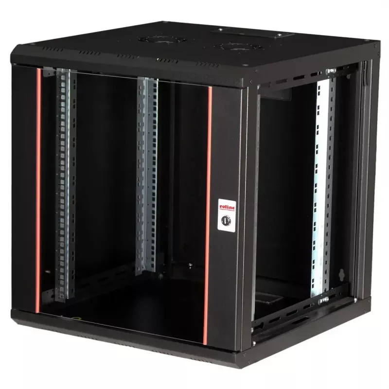 Wall-mounted rack ROLINE Pro 12U 19-inch, 600x600 mm, black, IP20, key lock