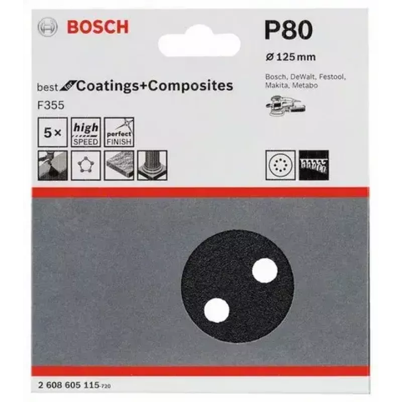 Sanding sheet Bosch F355 5 pcs 2608605115