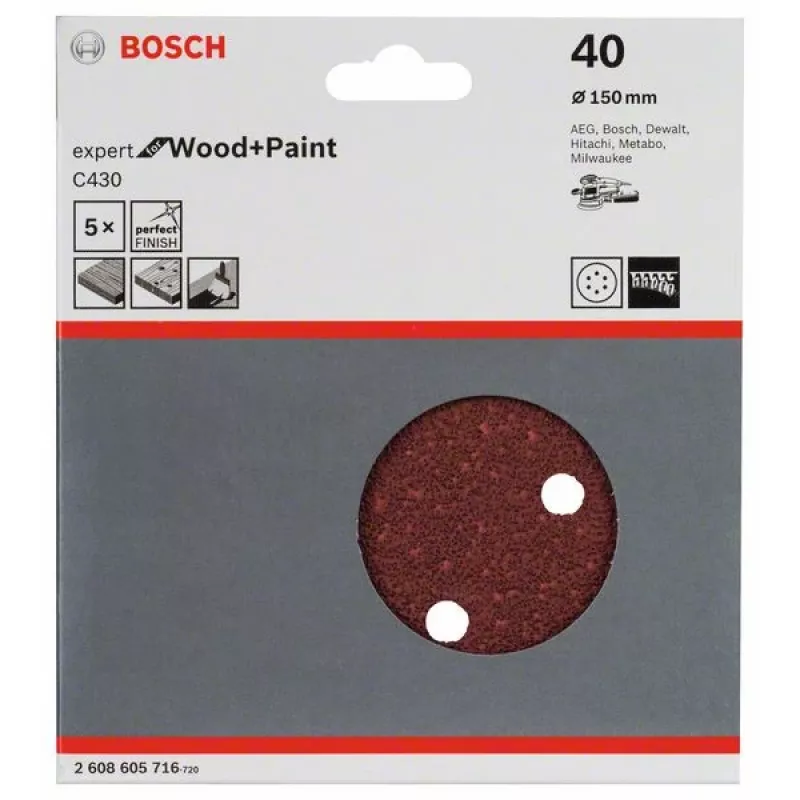 Bosch 2 608 605 716 manual sanding supply Sanding sheet P40 5 pc(s)