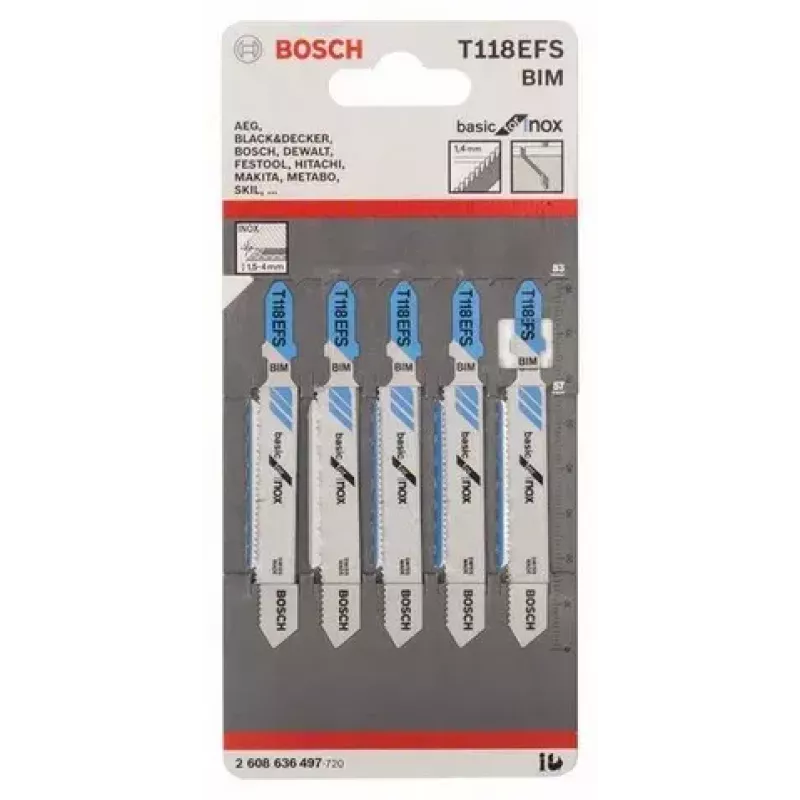 Bosch 2 608 636 497 jigsaw/scroll saw/reciprocating saw blade Jigsaw blade Bimetal 5 pc(s)