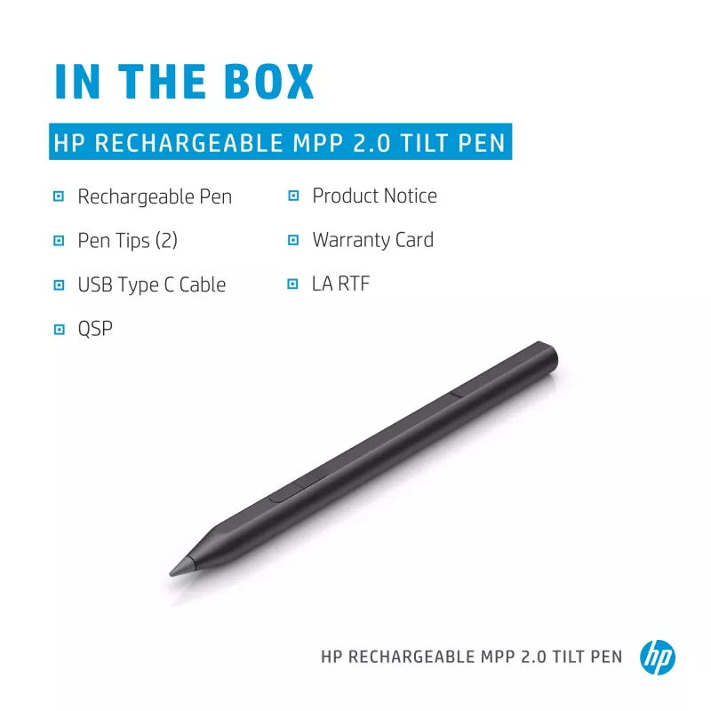 HP Rechargeable MPP 2.0 Tilt Pen (Black), Laptop, HP, Black, 1 month(s), China, Home