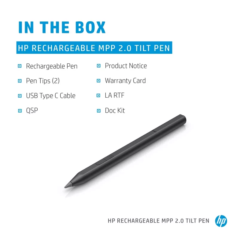 HP Rechargeable MPP 2.0 Tilt Pen (Black), Laptop, HP, Black, 1 month(s), China, Home