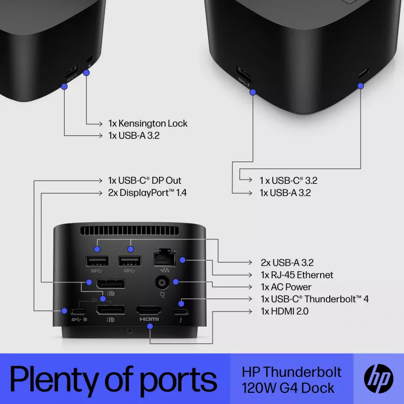 HP Thunderbolt Dock 120W G4 Wired Docking Station Black Thunderbolt 4