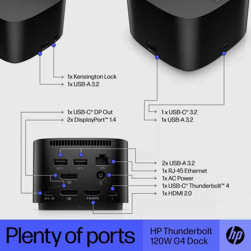 HP Thunderbolt Dock 120W G4 Wired Docking Station Black