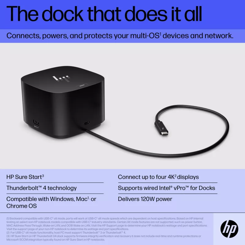 HP Thunderbolt Dock 120W G4 Wired Docking Station Black