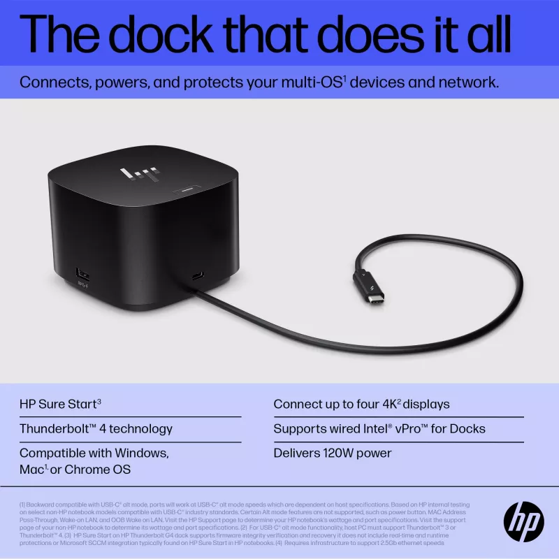 HP Thunderbolt Dock 120W G4 Wired Docking Station Black