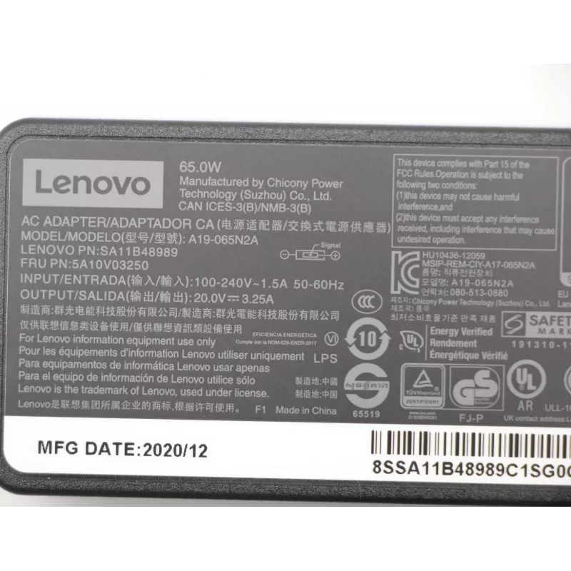 Lenovo 5A10V03250 power adapter/inverter Indoor 65 W Black