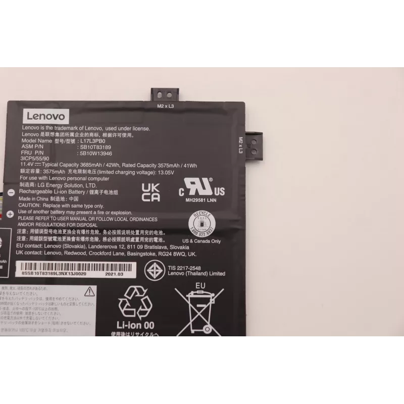 Internal laptop battery Lenovo 3-cell 42Wh Li‑Ion model 5B10W13946