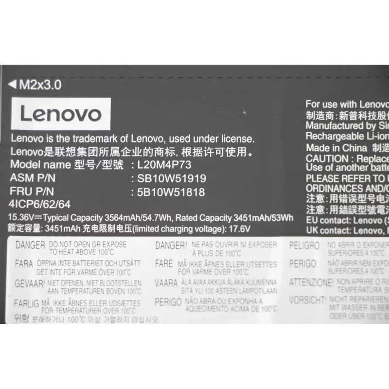 Internal laptop battery Lenovo 5B10W51818, 54.7Wh Li‑ion