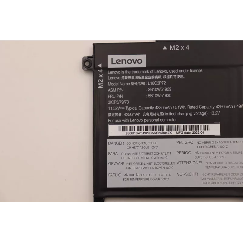 Internal Lithium-Ion Laptop Battery Lenovo 50Wh 5B10W51830