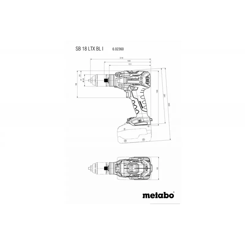 Pistol Grip Drill Metabo SB 18 LTX BL I