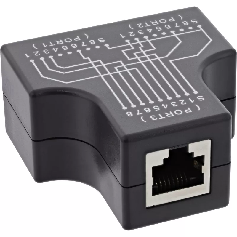 InLine Cat.5e STP T-Adapter RJ45 socket to 2x RJ45 socket Black