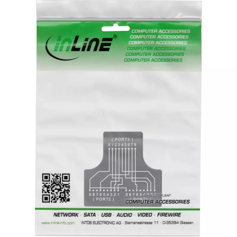InLine Cat.5e STP T-Adapter RJ45 socket to 2x RJ45 socket Black