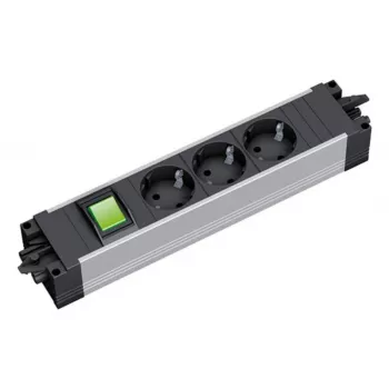 Power strip Bachmann STEP ALU 3x outlets, 1x switch, aluminium housing, 230V 16A, IP20