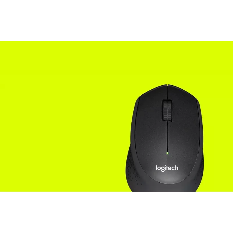 Logitech mouse M330 SILENT PLUS — RF wireless, right-hand, 1000 DPI, 3 buttons, scroll wheel, black, battery-powered