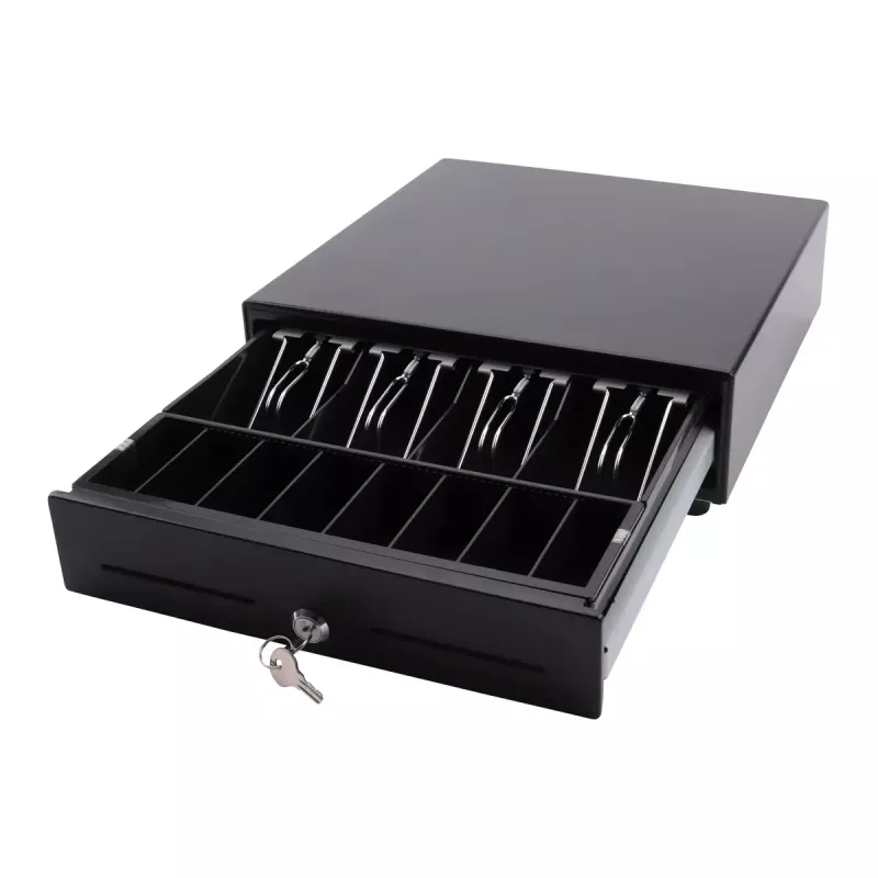 Electronic cash drawer Olympia SD 330A, metal housing, input 12–14 V, width 335 mm, depth 330 mm, height 104 mm, includes 2 keys