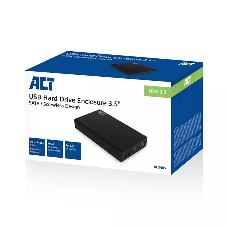 HDD/SSD enclosure ACT AC1405 3.5 inch SATA USB 3.2 Gen1 Black