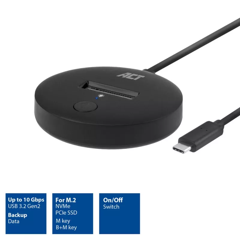 ACT M.2 NVMe/PCIe SSD docking station USB-C 3.2 Gen2 Black