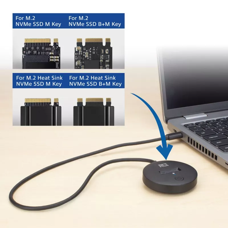 ACT M.2 NVMe/PCIe SSD docking station USB-C 3.2 Gen2 Black