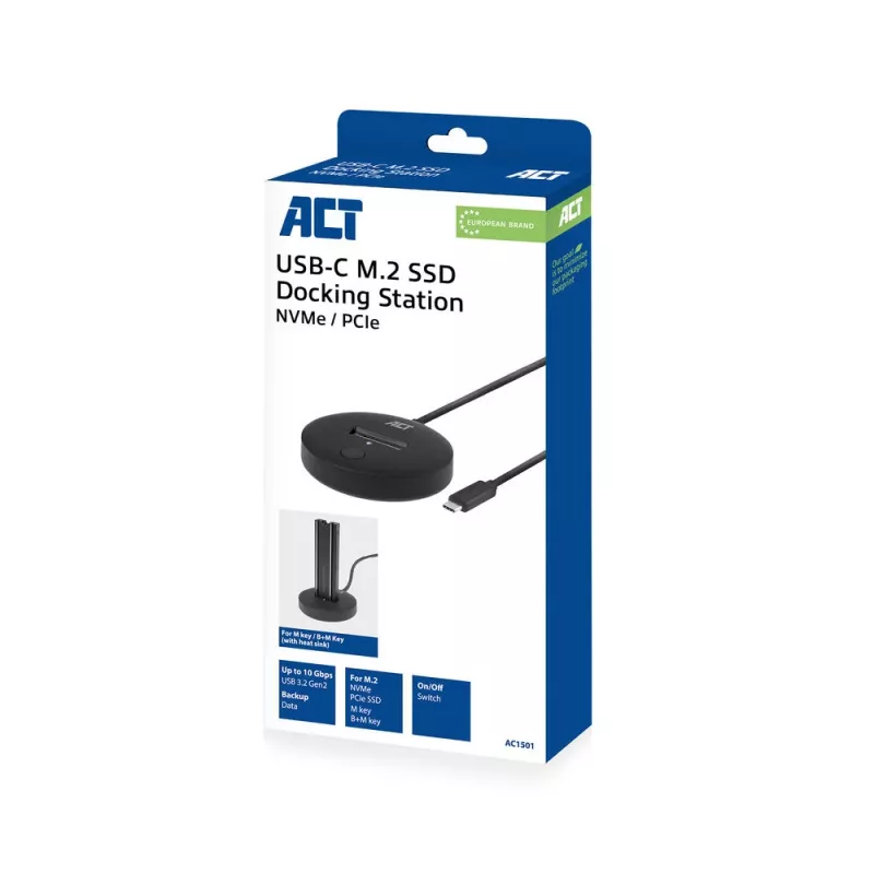 ACT M.2 NVMe/PCIe SSD docking station USB-C 3.2 Gen2 Black