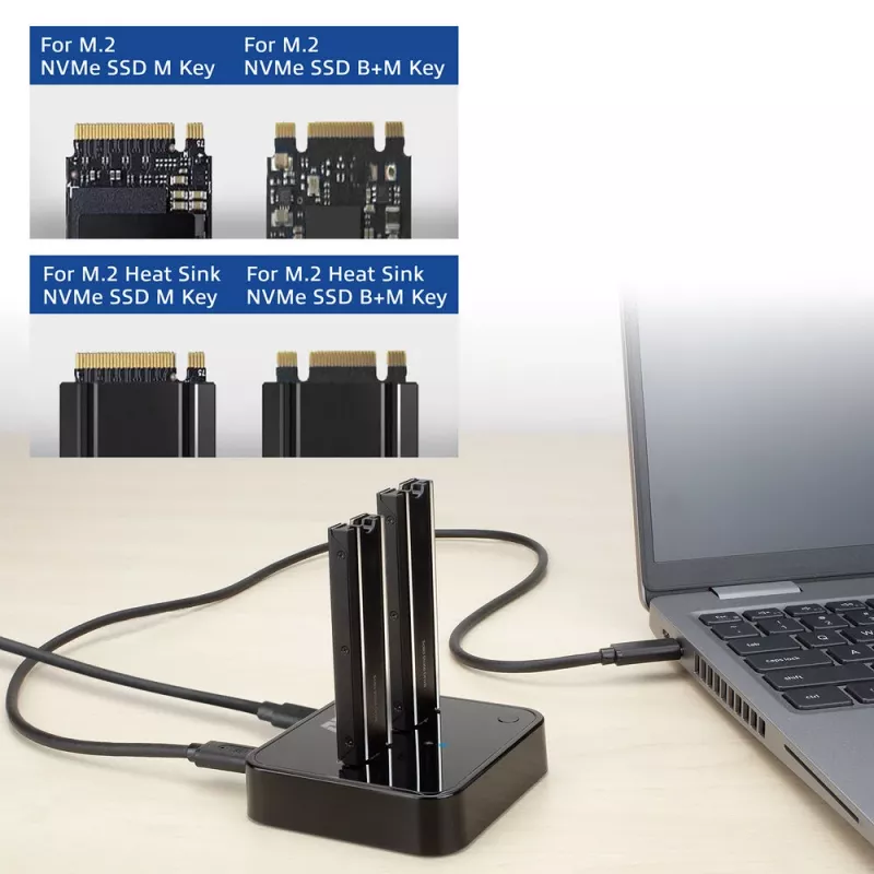 ACT M.2 NVMe/PCIe dual SSD docking clone station, USB-C 3.2 Gen2
