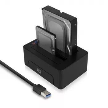 ACT 2.5 inch and 3.5 inch SATA dual HDD/SSD docking station, USB 3.2 Gen1