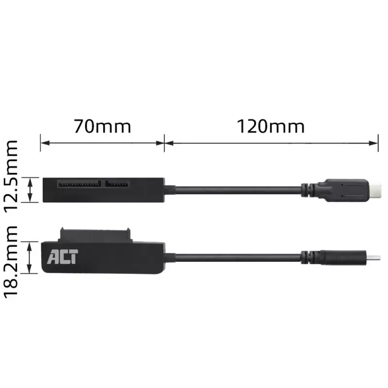 ACT USB-C adapter cable to 2.5 inch SATA HDD/SSD AC1525 0.15m Black