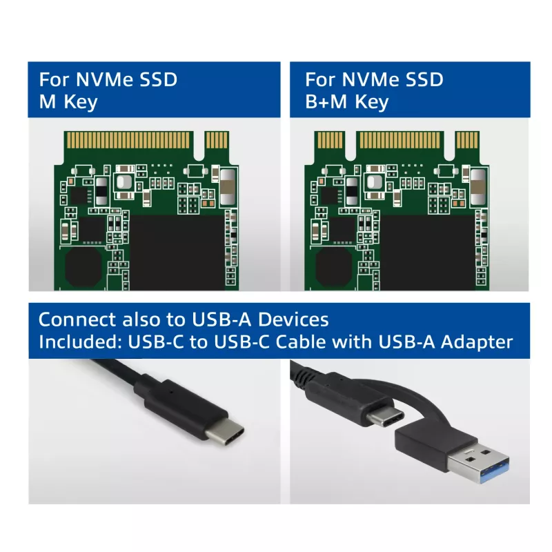 SSD enclosure ACT AC1615 USB-C M.2 NVMe PCIe 10 Gbit/s Black