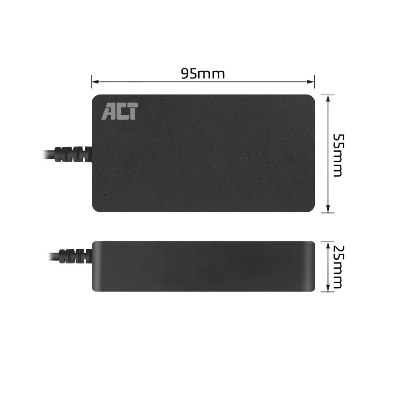 ACT USB-C laptop charger with Power Delivery profiles 65W, Laptop, Indoor, 100 - 240 V, 50/60 Hz, 65 W, 5 - 20 V