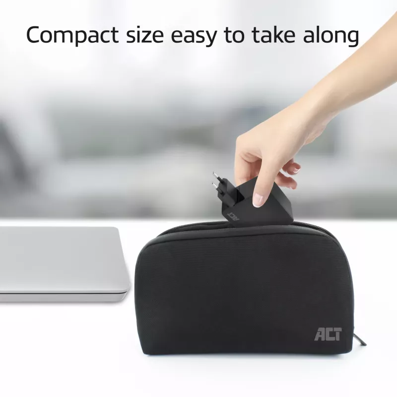 ACT USB-C laptop wall charger 65W with Power Delivery profiles, 2 meters