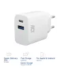 ACT USB-C & USB-A charger 20W with Power Delivery PPS, Quick Charge, GaNFast